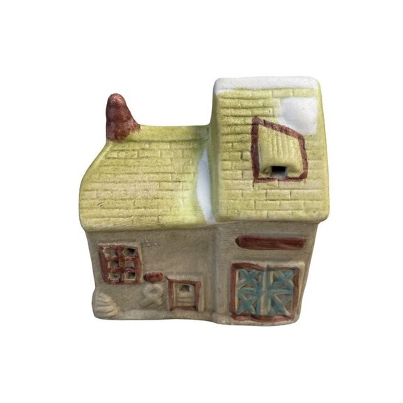 Miniature Christmas Holiday Village 2 Story House Ceramic Primitive - Picture 1 of 4